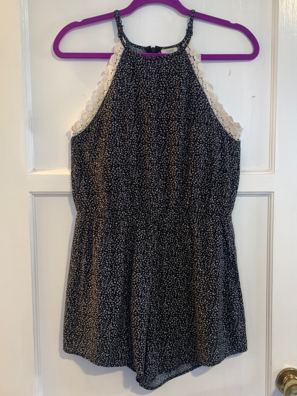 Ganji Black snd White Lace Trim Romper